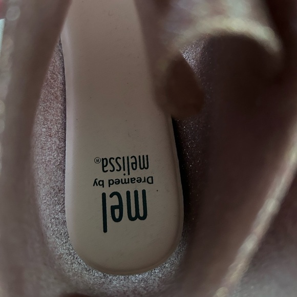 Mini Melissa Original Mel Platform Lace Up Girls Pink Glitter Boots Size 2 - Picture 8 of 9